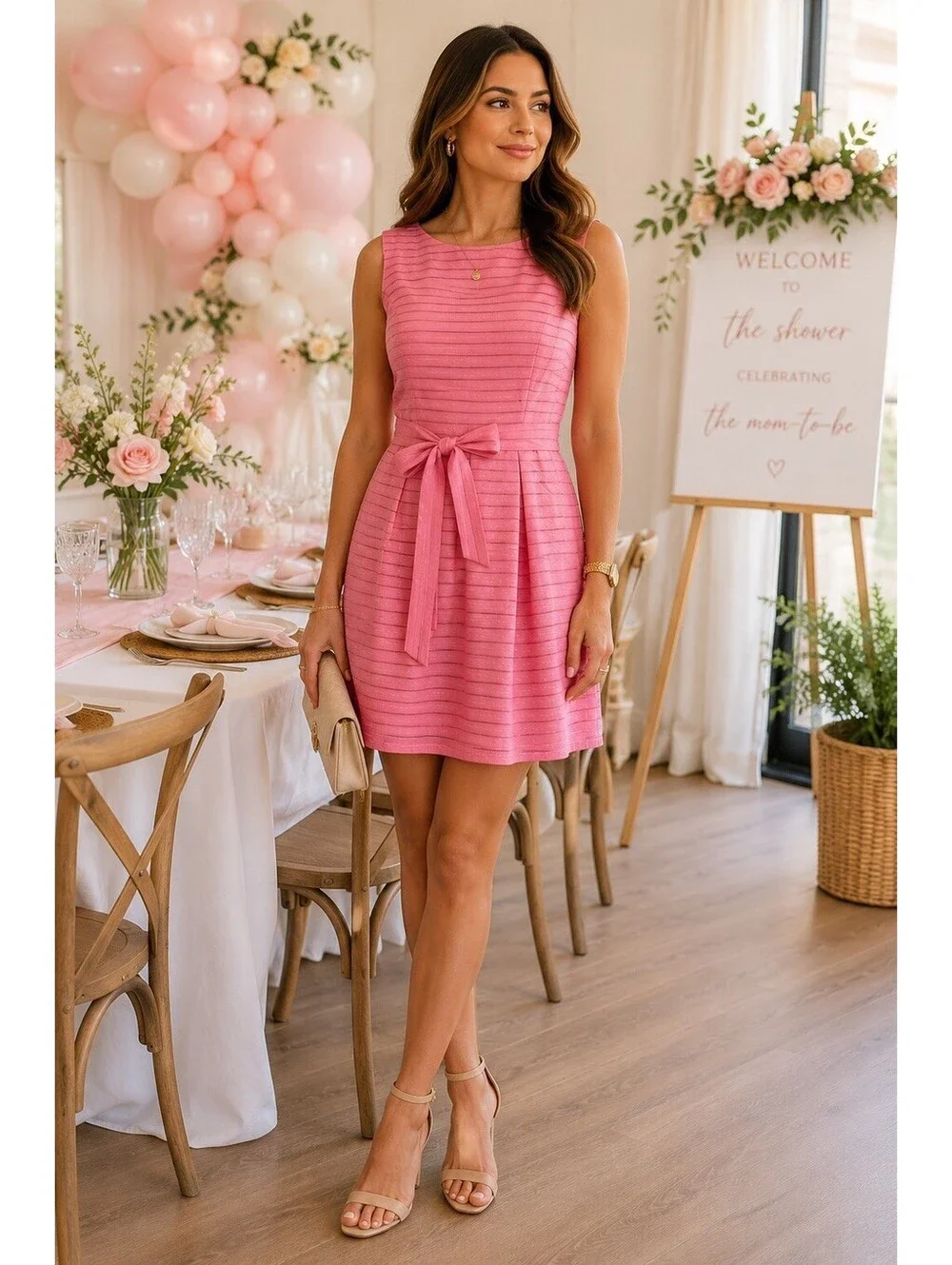 Tommy Hilfiger Women's Pink Sleeveless Dress